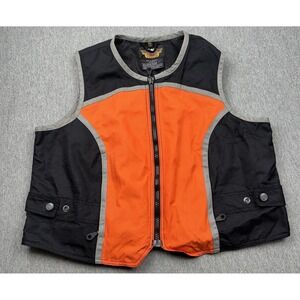 Harley Davidson Hi-Vis Safety Reflective Zip Vest Orange Womens Sz XXL Moto